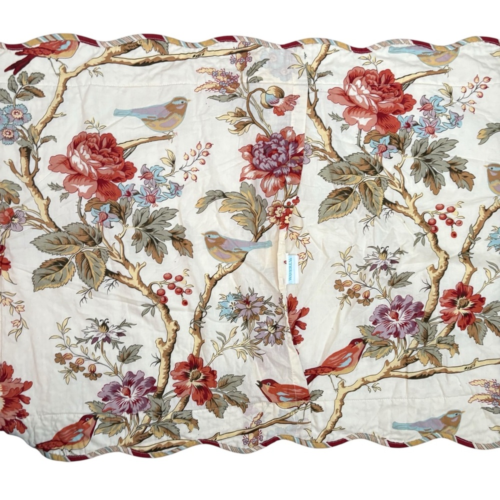 Waverly Charleston Chirp Quilted King Pillow Sham Scalloped Edge Floral - Picture 8 of 9
